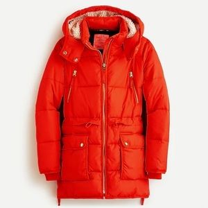 J.Crew Petite Chateau Puffer Womens Coat/Jacket w/Primaloft Brilliant Sunset PXS
